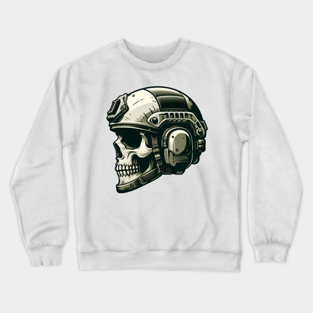 Tactical Skull Dominance Tee: Where Strength Meets Edgy Elegance Crewneck Sweatshirt by Rawlifegraphic